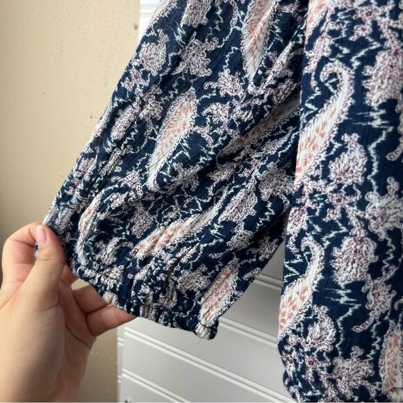 Denim & Supply Ralph Lauren Women's Blue Paisley Tassel-tie Boho Top Small - Picture 11 of 12